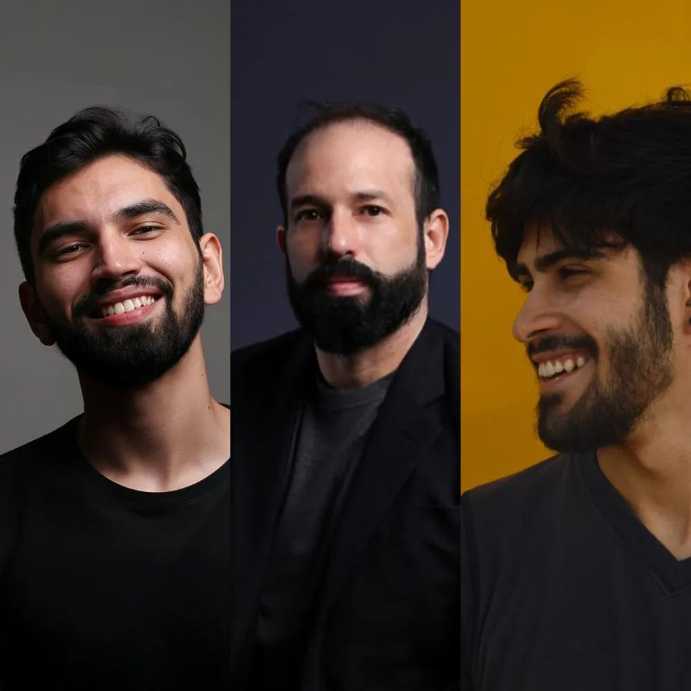 Foto: Marcelo Correia, Fellipe Rocha e Paulo Pessoa, criativos responsáveis pela nova identidade do Meio (Divulgação)