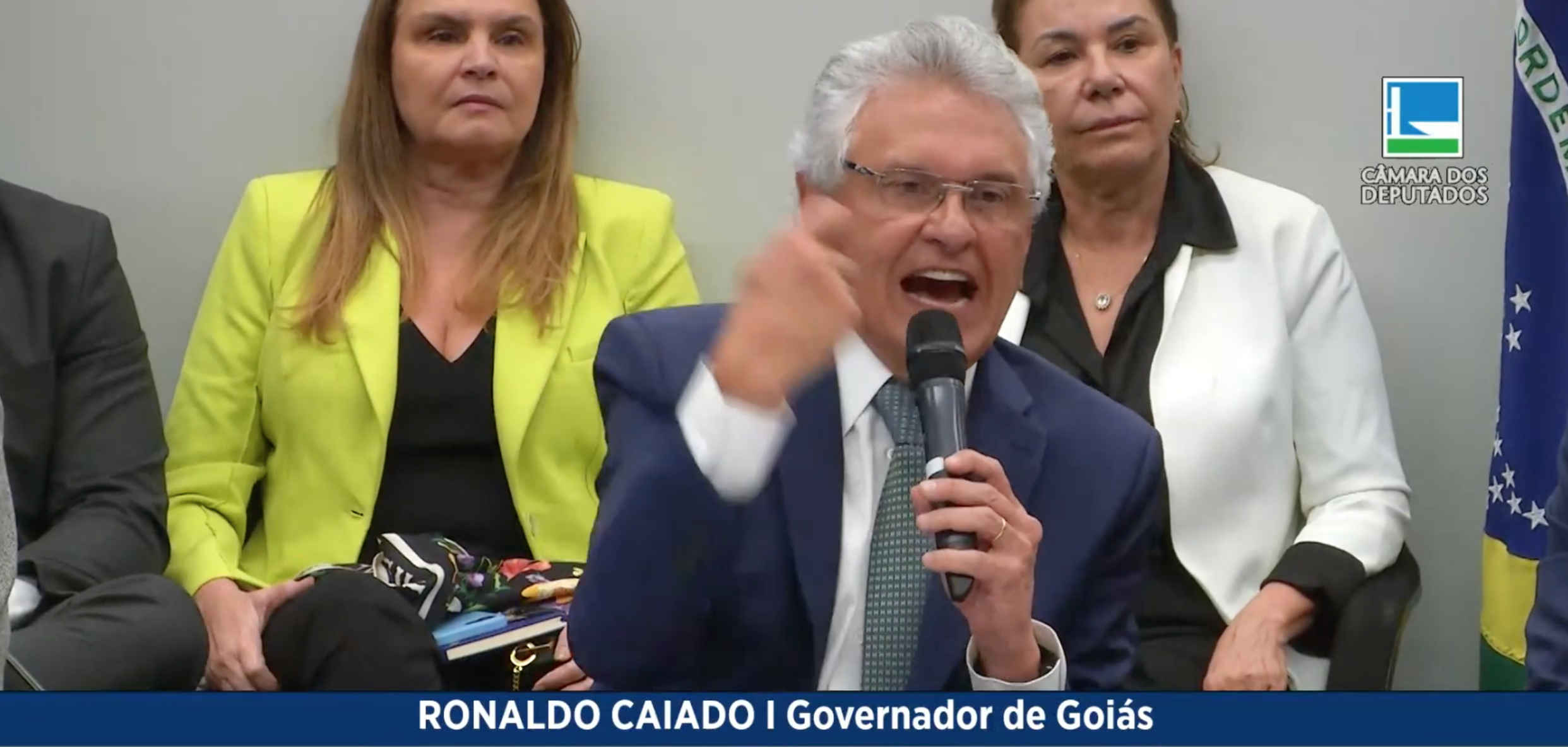 Governador de Goiás, Ronaldo Caiado, em recente participação em audiência da CPI do MST, na Câmara dos Deputados. Foto: reprodução/TV Câmara